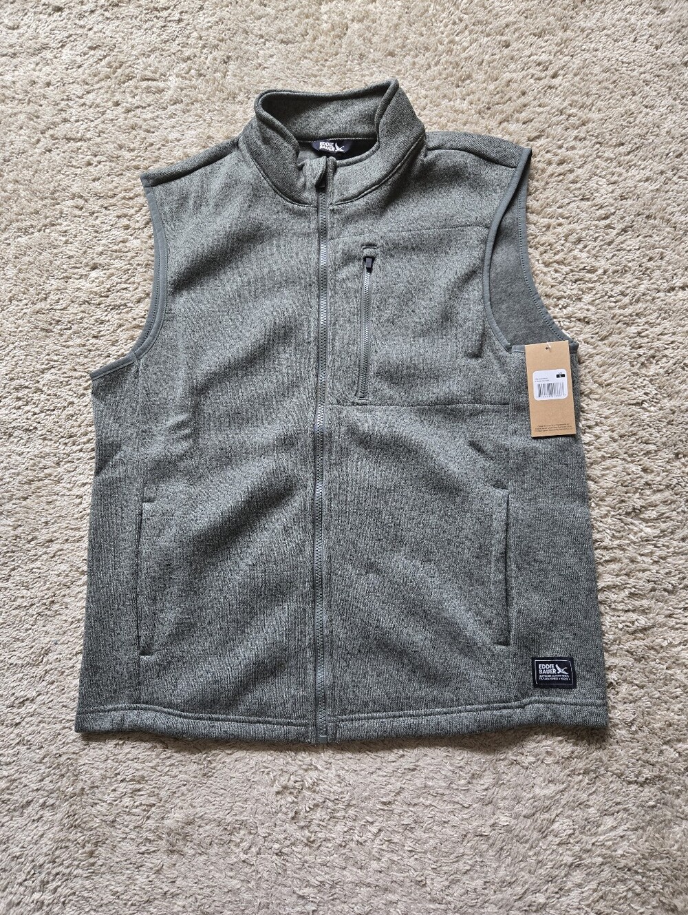 Eddie Bauer Sycamore Vest Mens L Green Agave Full Zip Fleece